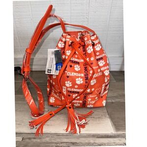 FOCO Clemson Tigers Bucket Bag Women Orange Drawstring Crossbody OS